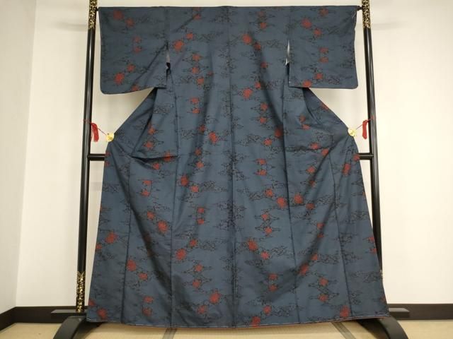 平和屋着物＊夏物 小紋 絽 絞り 水玉 黒地 正絹 逸品 CAAV9578ze