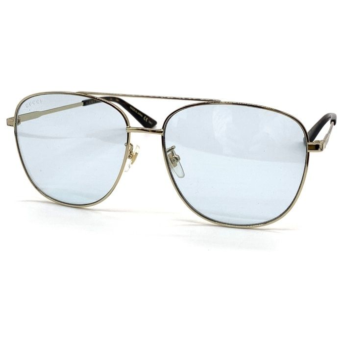 Gucci グッチ ダブルブリッジ サングラス ゴールド ブルー GG0410SK
