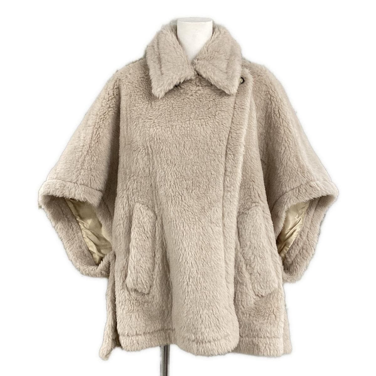 Max Mara マックスマーラ ポンチョ サイズ75cm レディース テディベア ケープ 23473619336 ベージュ アルパカ×ウール×シルク|2025AW|冬