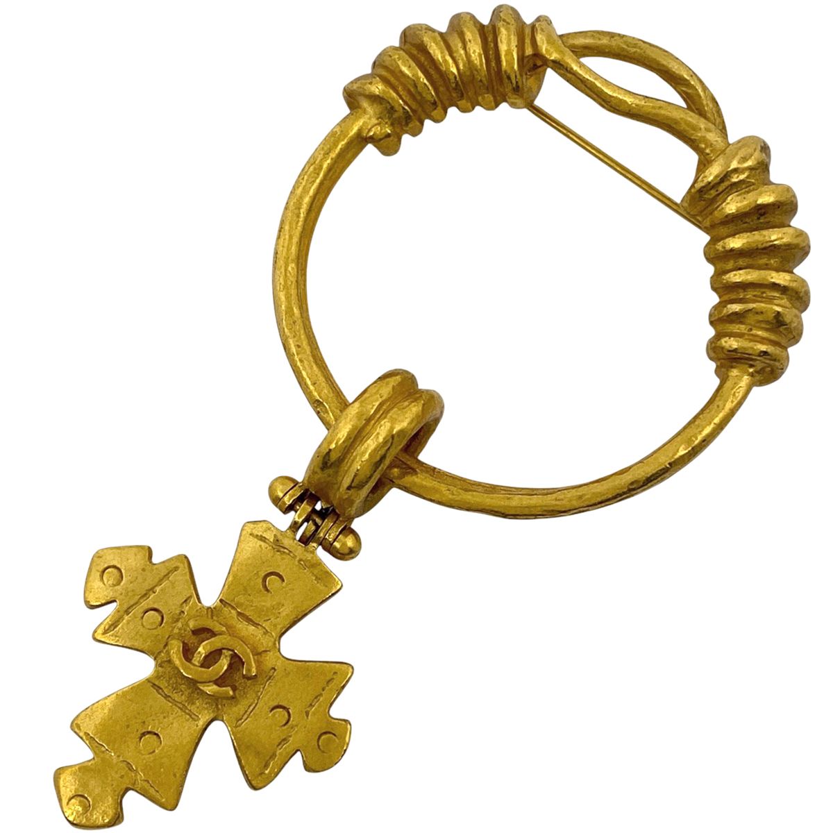 シャネル CHANEL ココマーク ブローチ スイング クロス ブローチ GP ゴールド レディース