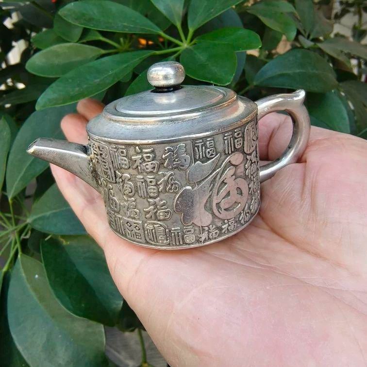 銅器 浮彫福字酒壺 茶壺 家庭茶道 置物 装飾品 工芸品 - メルカリ