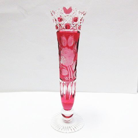 マイセン クリスタルガラス フラワーベース 花瓶 箱付 25cm マイセン クリスタルガラス フラワーベース 花瓶 箱付 25cm マイセン