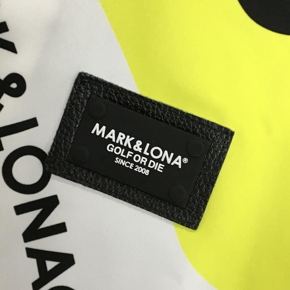 全国送料無料。 マークアンドロナ 2WAYジャケット 黒×白×イエロー スカル 総柄 メンズ 48 L ゴルフウェア 2025年モデル MARK＆LONA 施された