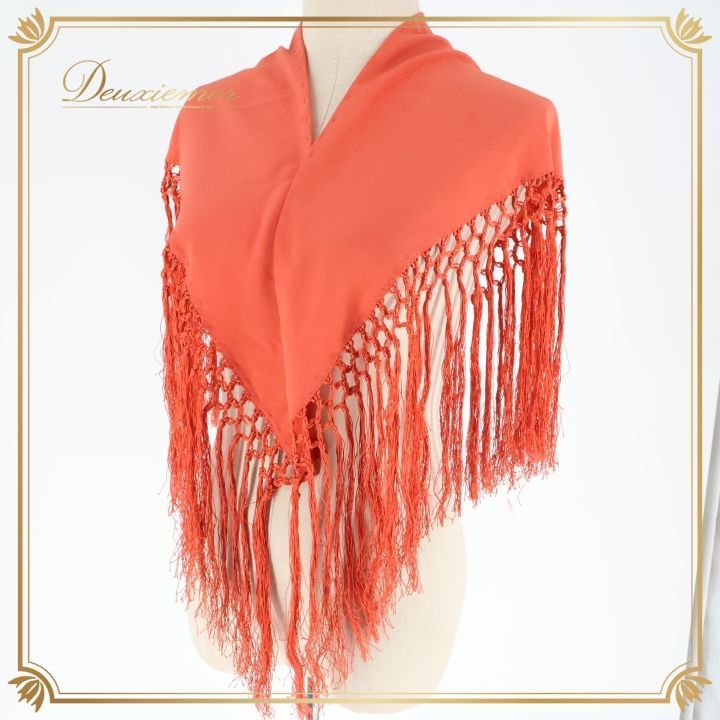 フラメンコ 衣装 シージョ ピキージョ 小物 オレンジ系 朱色 トライアングル フレコ ダンス 無地 三角形 練習 舞台 発表会 イベント コスチューム ショール スカーフ ステージアクセサリー 