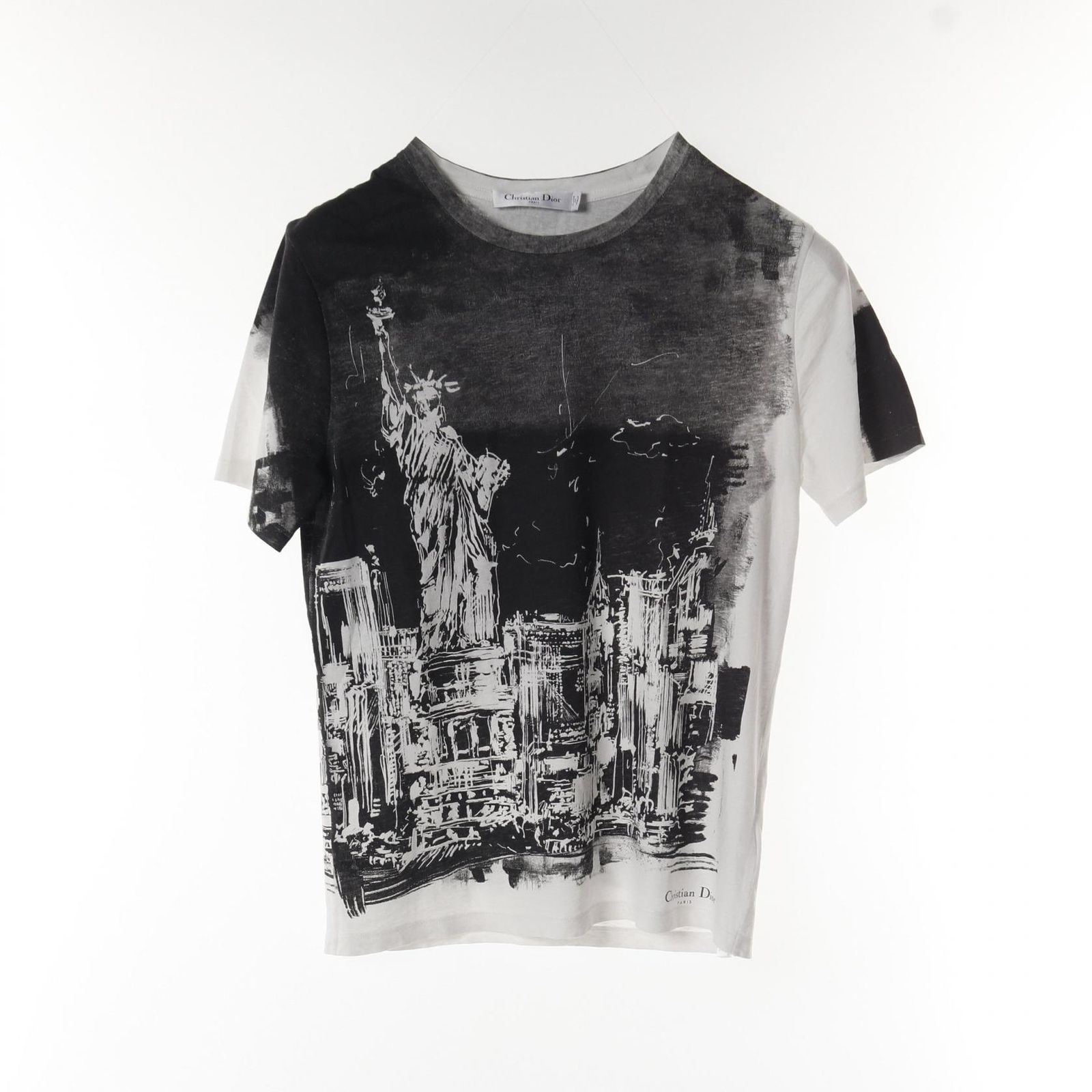 ディオール Dior カットソー 443T09B4533 ホワイト コットン Tシャツ ホワイト ブラック 443T09B4533 自由の女神 N レディース Used A