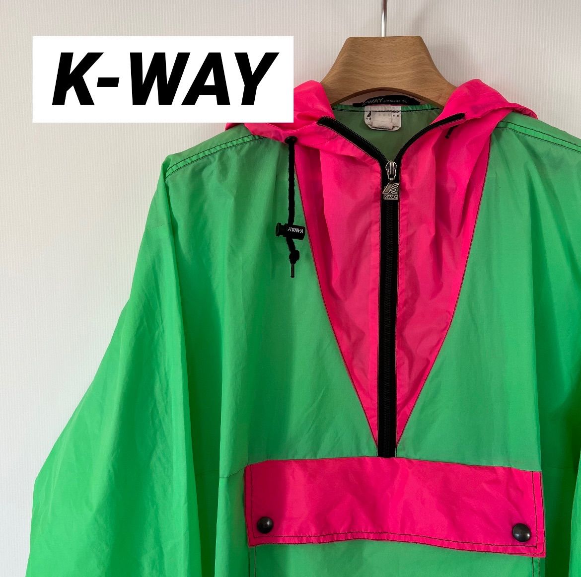 K-WAY ケーウェイ レインウェア アノラック ナイロン ジャケット GREEN