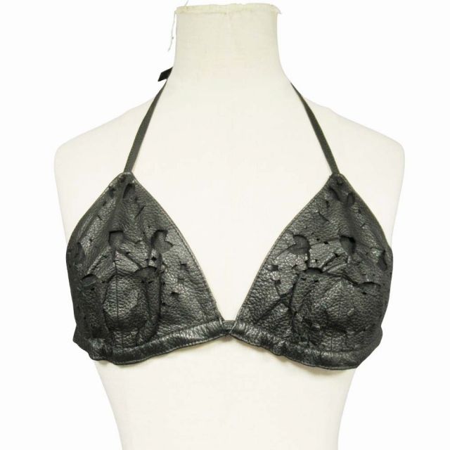 ルグランブルー L.G.B カウレザー ビスチェ トップス 牛革 パンチング Fサイズ 黒 ブラック|△E09|レディース