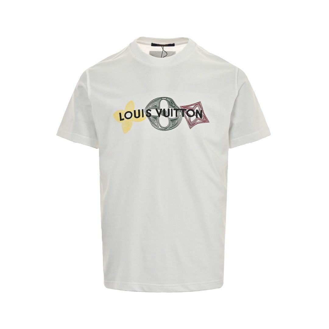 LOUIS VUITTON 花の刺繍モチーフ夏用Tシャツ 今日特価】Louis Vuitton 25ss ドーパミン老花刺繍 T シャツ-1
