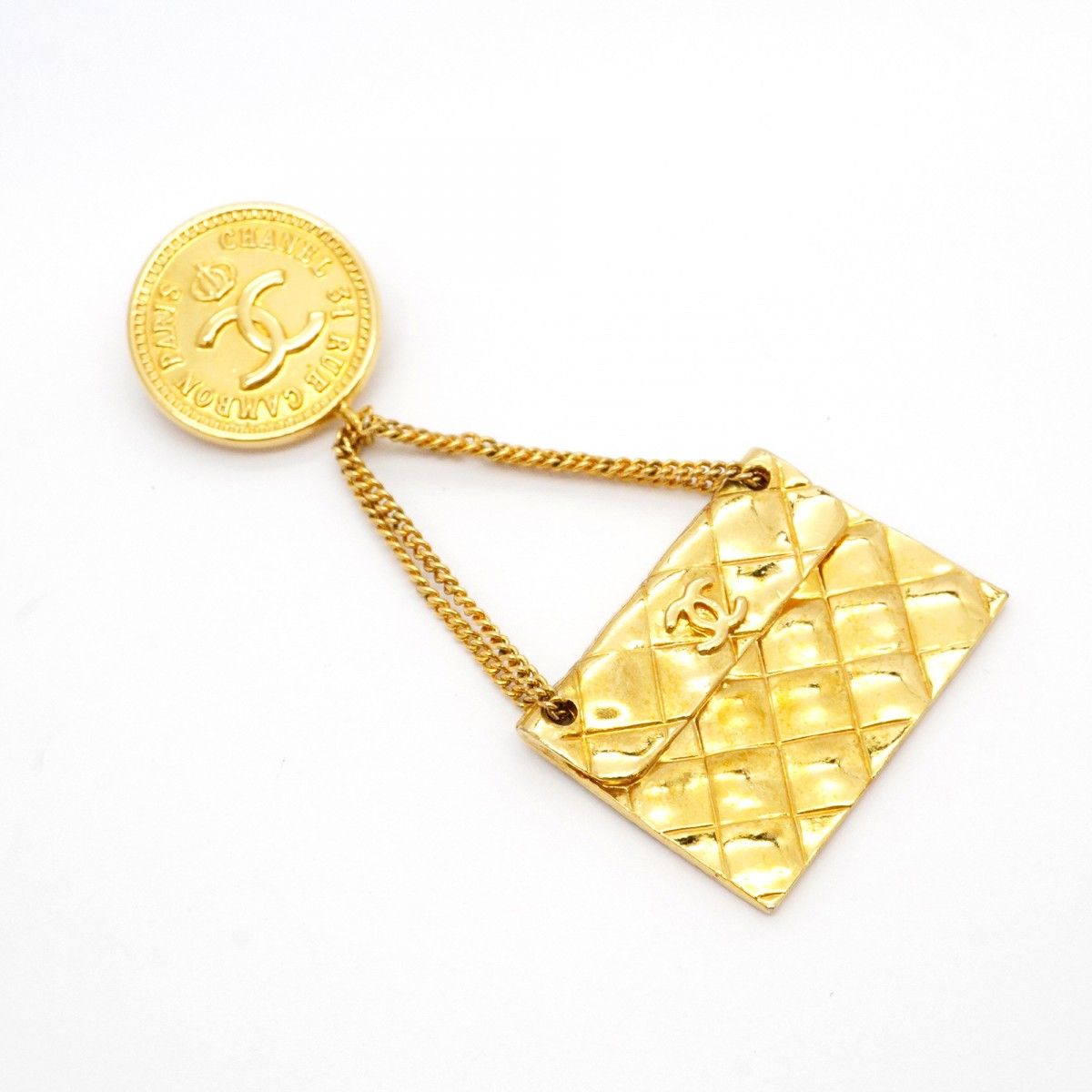 CHANEL ヴィンテージ　ブローチ　カンボン 美品】CHANEL ブローチ カンボン ヴィンテージ品 ゴールド