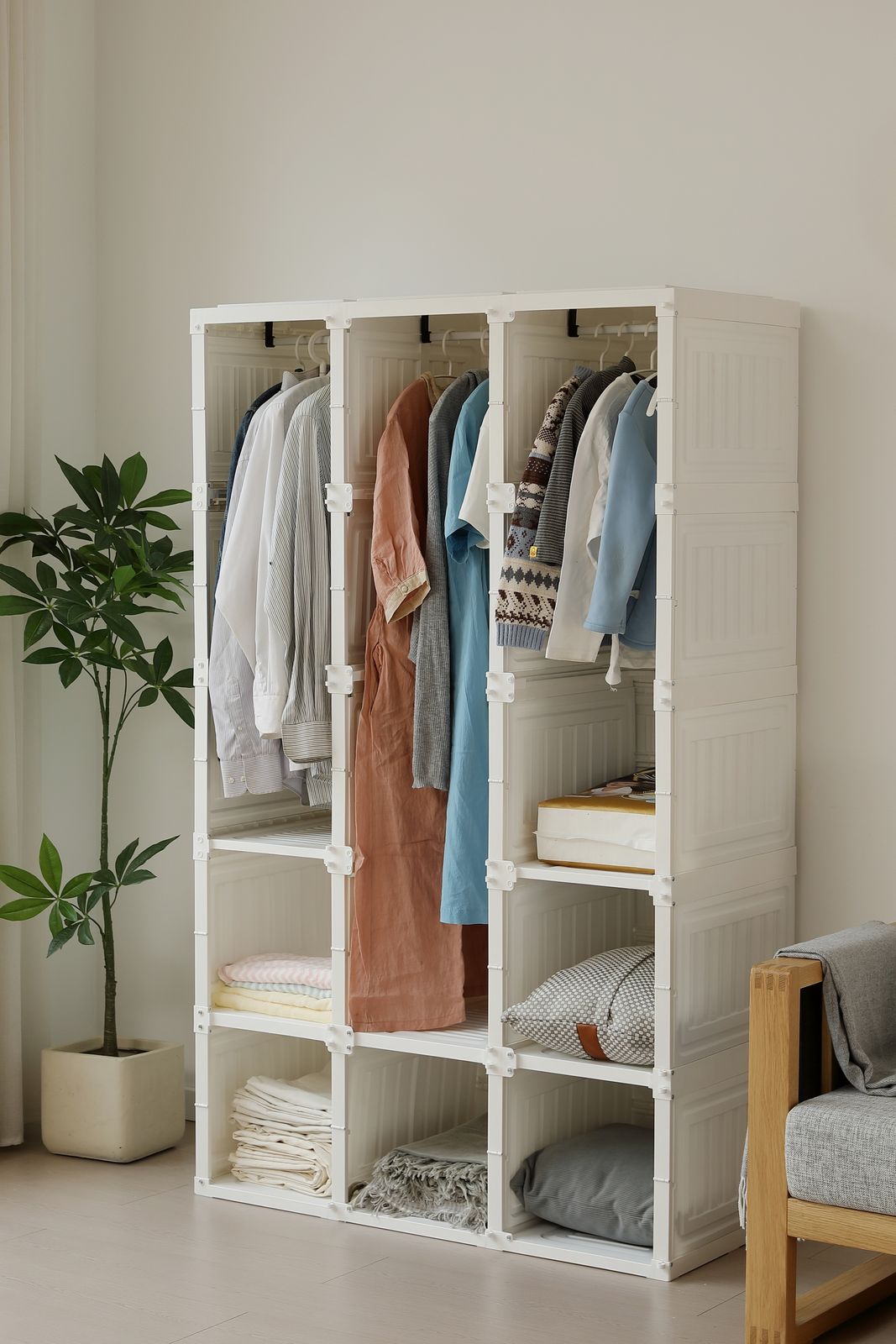 ワードローブ 折り畳み式 クローゼット 扉付き 組立簡単 衣類収納 DIY収納 洋服入れ 洋服ラック マグネット開閉 大容量 防水 防塵 工具不要 クローゼット 折りたたみ ワードローブ 扉付き カバー カバー付き 自由