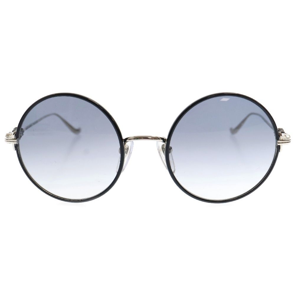 CHROME HEARTS クロムハーツ OVARYEASY フローラルテンプル ラウンドブラックレンズ メタリックフレームサングラス シルバー|ブラック