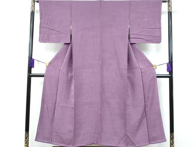 平和の象徴商品 平和屋着物□上質な色無地 吉祥花地紋 二藍色 正絹 逸品 未使用