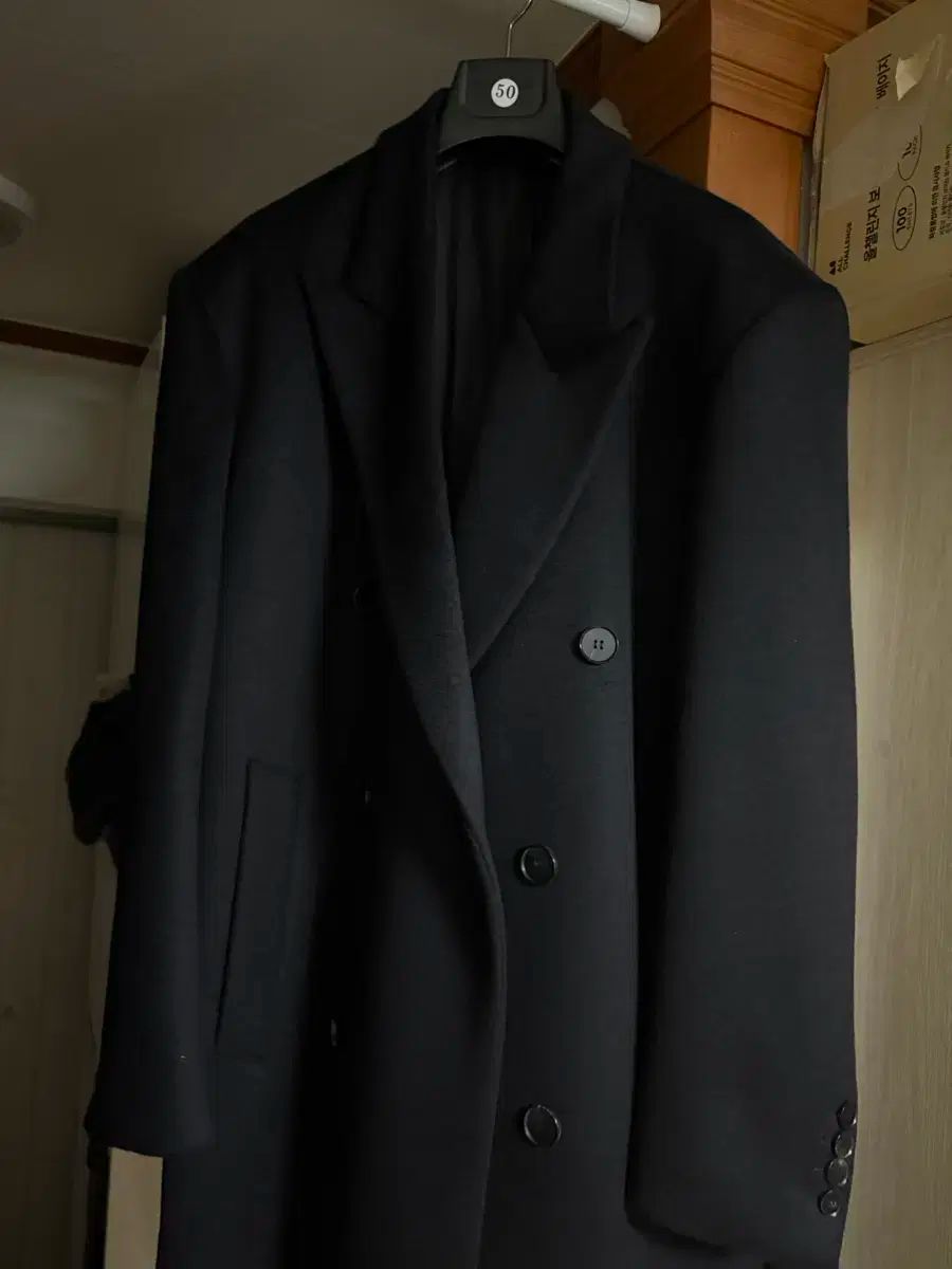 50 MAMAGARI オーバーサイズ ダブル ブラック コート