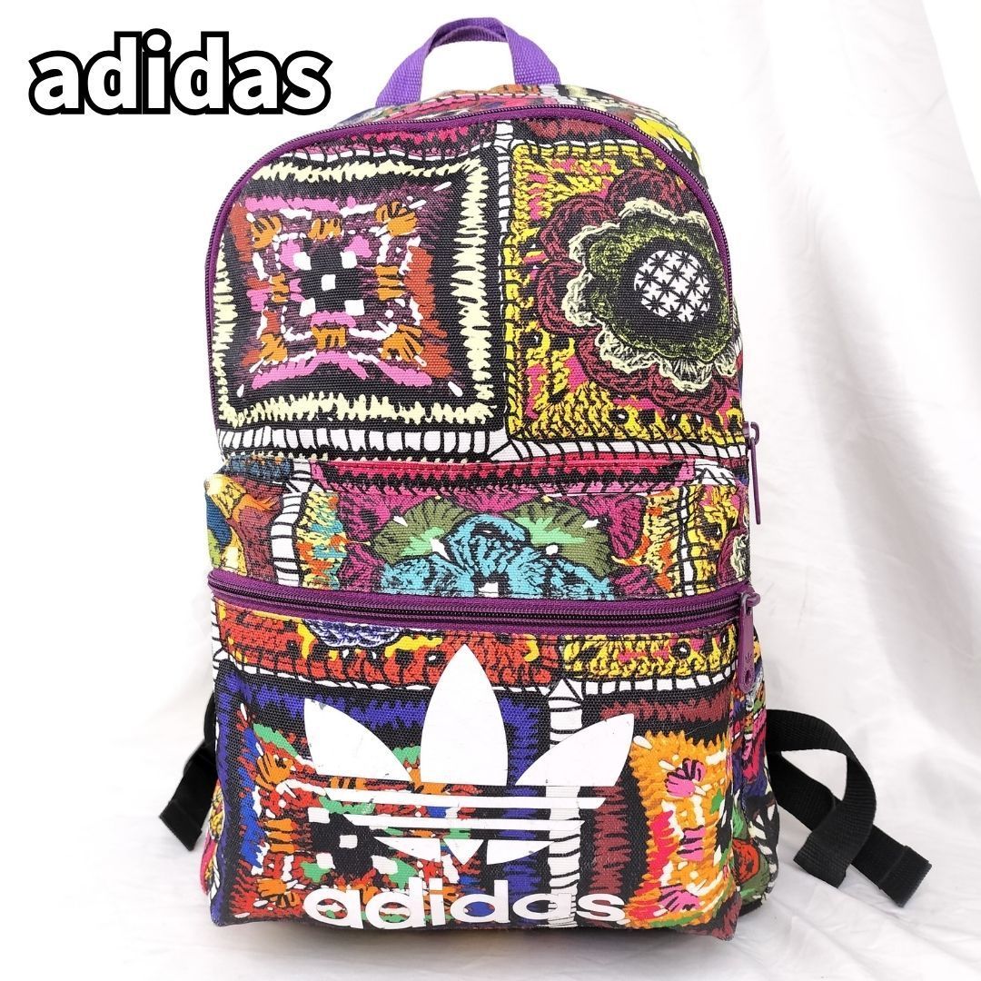 個性が光る一品✨】 adidas リュック メキシカン柄 トレフォイルロゴ 