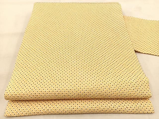 平和屋着物○全通柄九寸名古屋帯 支子色 総絞り 正絹 逸品 未使用