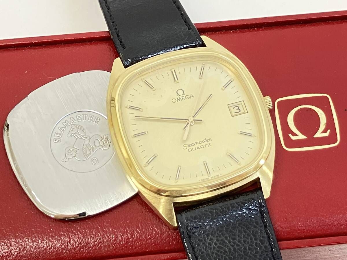 18310 岡610-172 腕時計 オメガ シーマスター 1337 クォーツ OMEGA Seamaster ゴールド色文字盤 3針 デイト 現状品 60