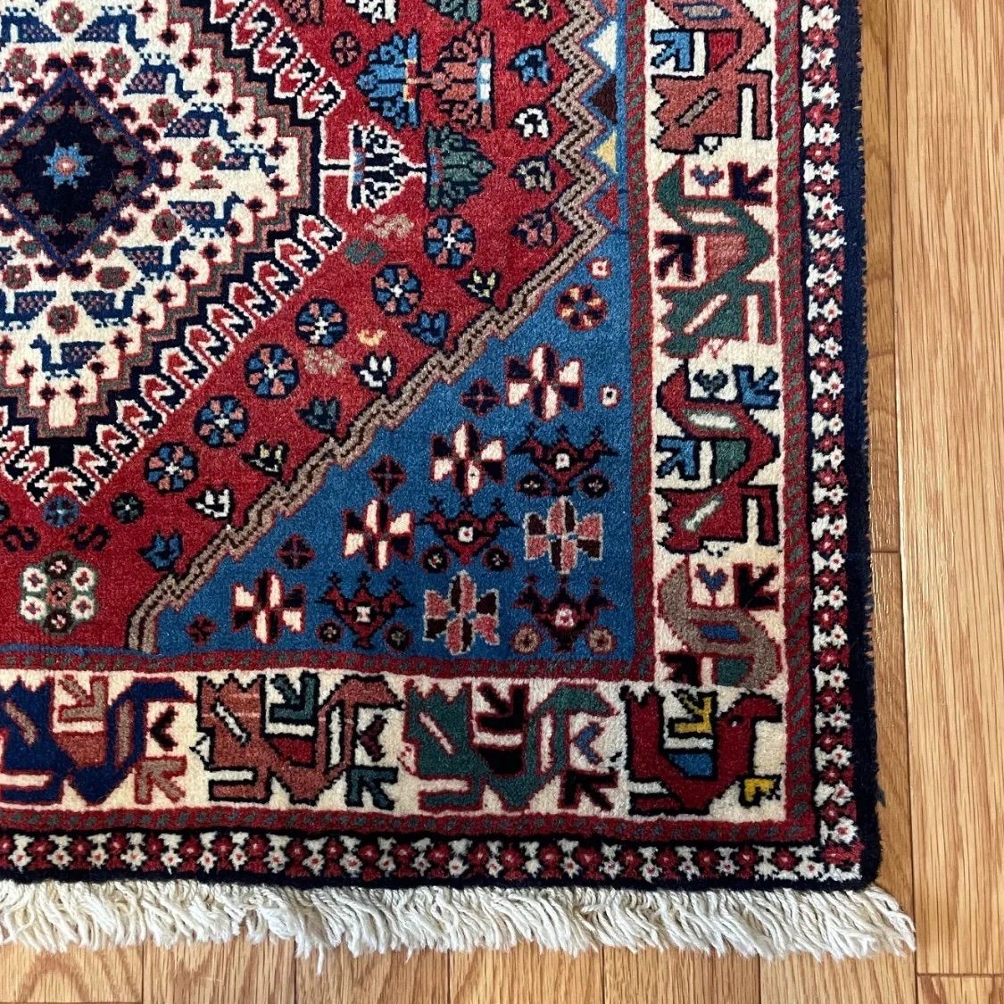 ペルシャ絨毯 ヤラメ産 カラフル 玄関マット サイズ 81/140cm No YA/ZG