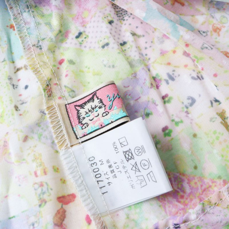 美品 ユキエモン yukiemon オリプリブラウス M/ベージュ系 カラフル