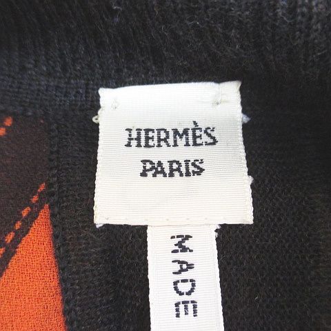 エルメス HERMES ゴルチエ期 ボルデュック柄 ドライバーズ 長袖 カーディガン ニット 絹 シルク カシミヤ ME オレンジ系 イタリア製 ジップ エルメス HERMES ゴルチエ期 ボルデュック柄 ドライバーズ 長袖