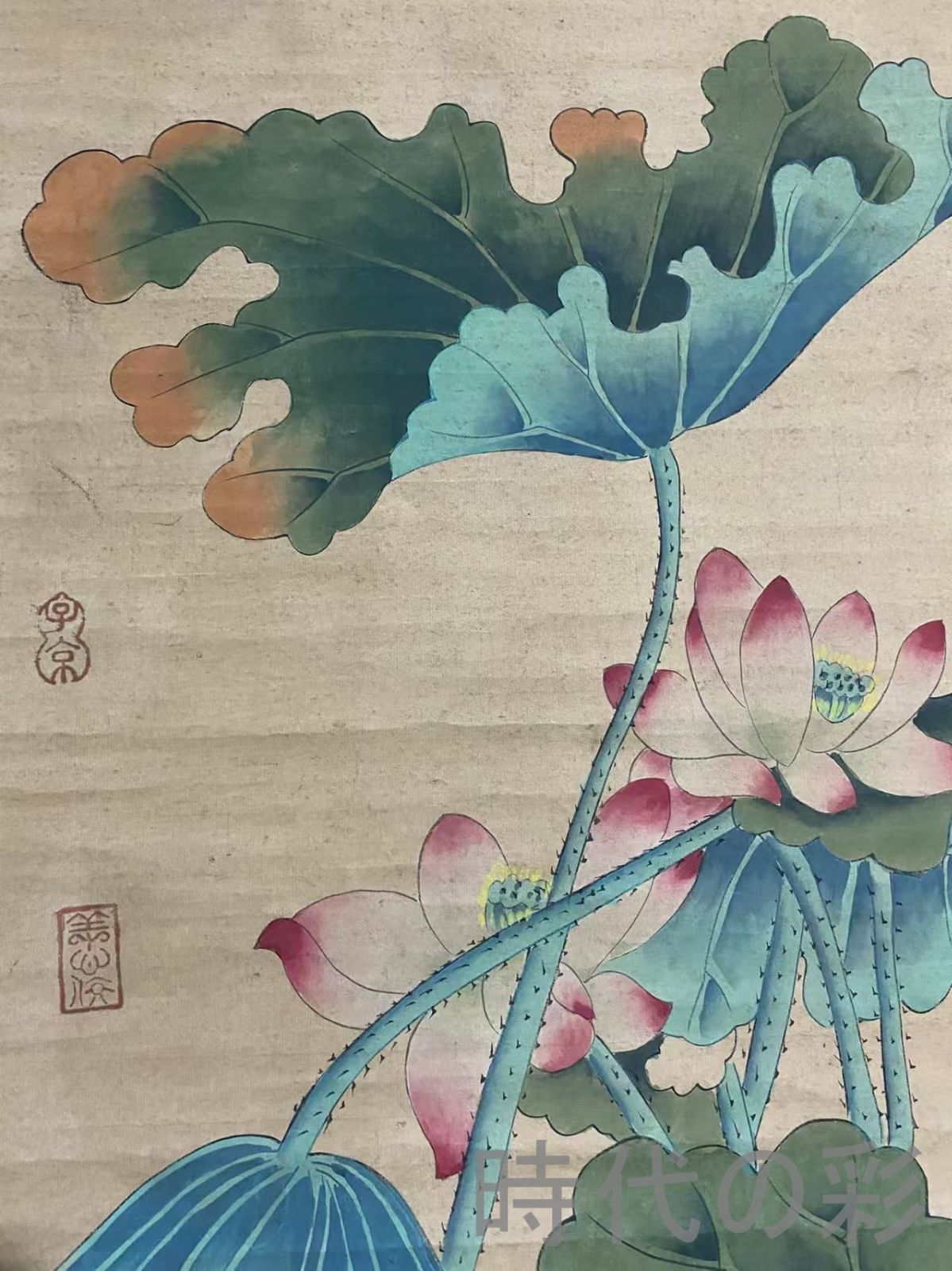 中国古美術 近代 張大千款 荷花白鷺画 水墨画 掛軸 宣紙 唐物 花鳥画