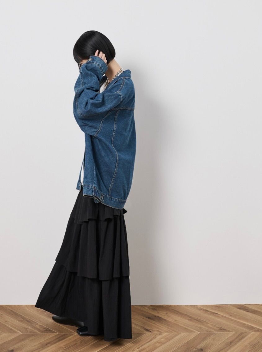 ☆Ungrid ビッグシルエットデニムジャケット　ゆったり　大きいサイズ Ungrid ビッグシルエットデニムジャケット（ブラック） -ファッション