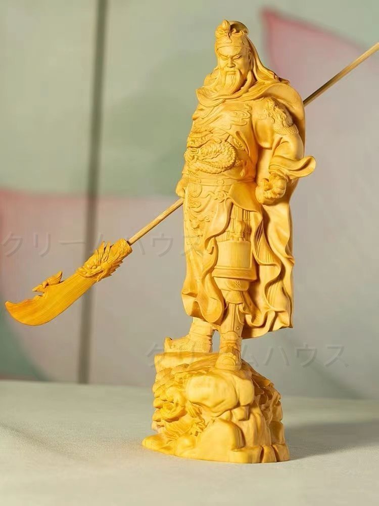 木彫 置物 三国志関公聖君 関羽立像 青龍偃月刀 武財神 彫刻 柘植材 木彫 置物 三国志関公聖君 関羽立像 青龍偃月刀 武財神 彫刻 柘植材