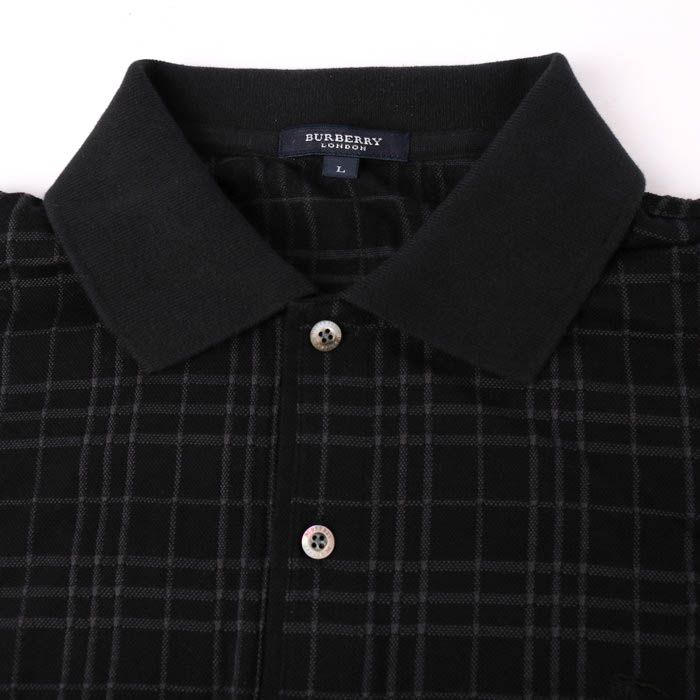 バーバリー 半袖ポロシャツ チェック トップス 日本製 コットン100