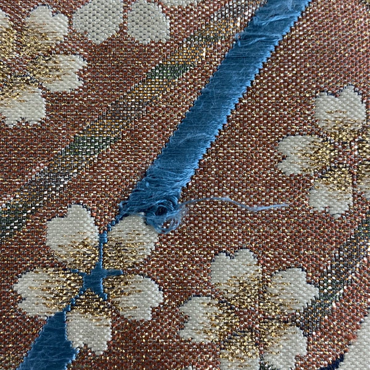 袋帯 六通 蝶 草花 斜め縞 24M522f 袋帯 六通 蝶 草花 斜め縞 24M522f