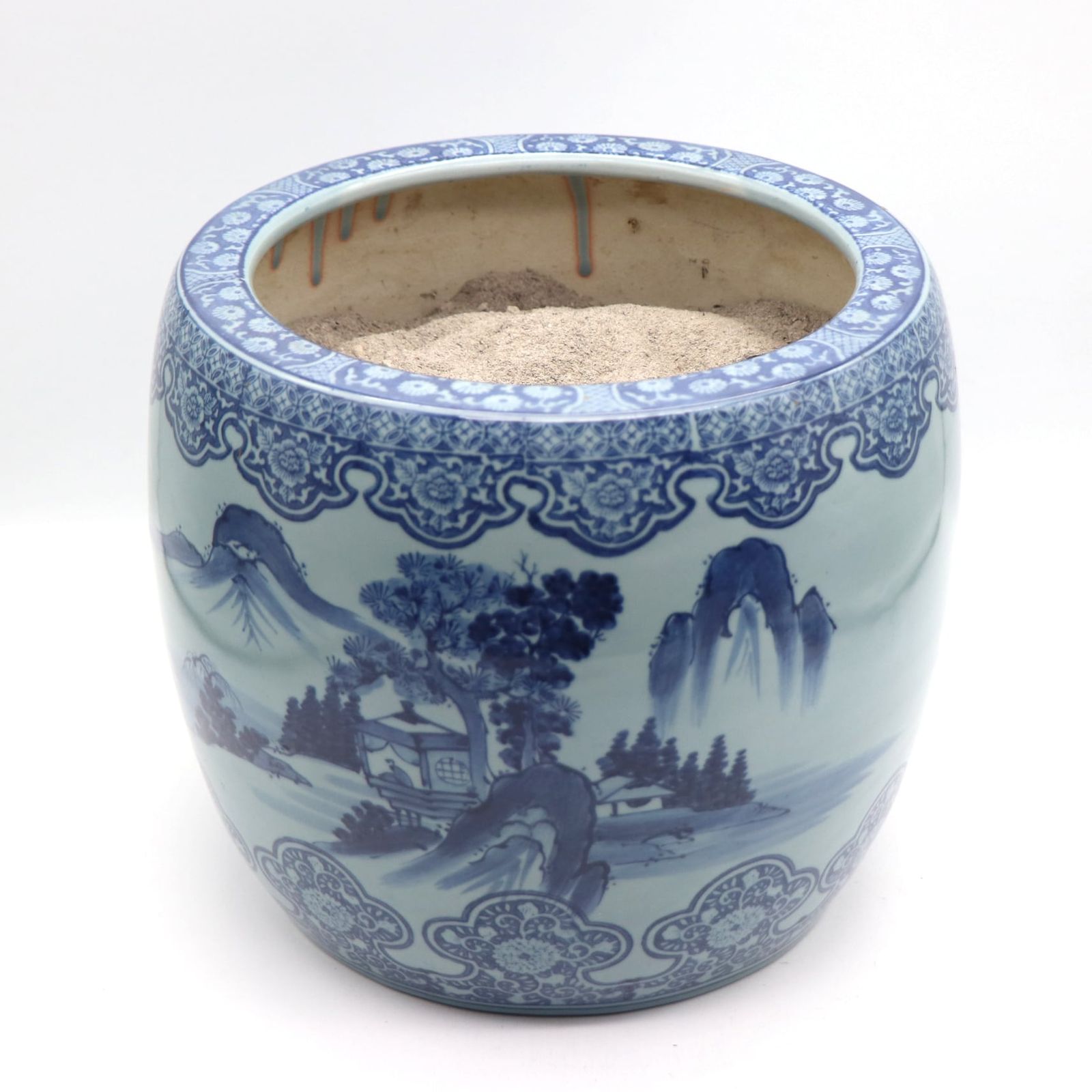 染付火鉢 灰入り 陶磁器 No.210413-19 梱包サイズ100