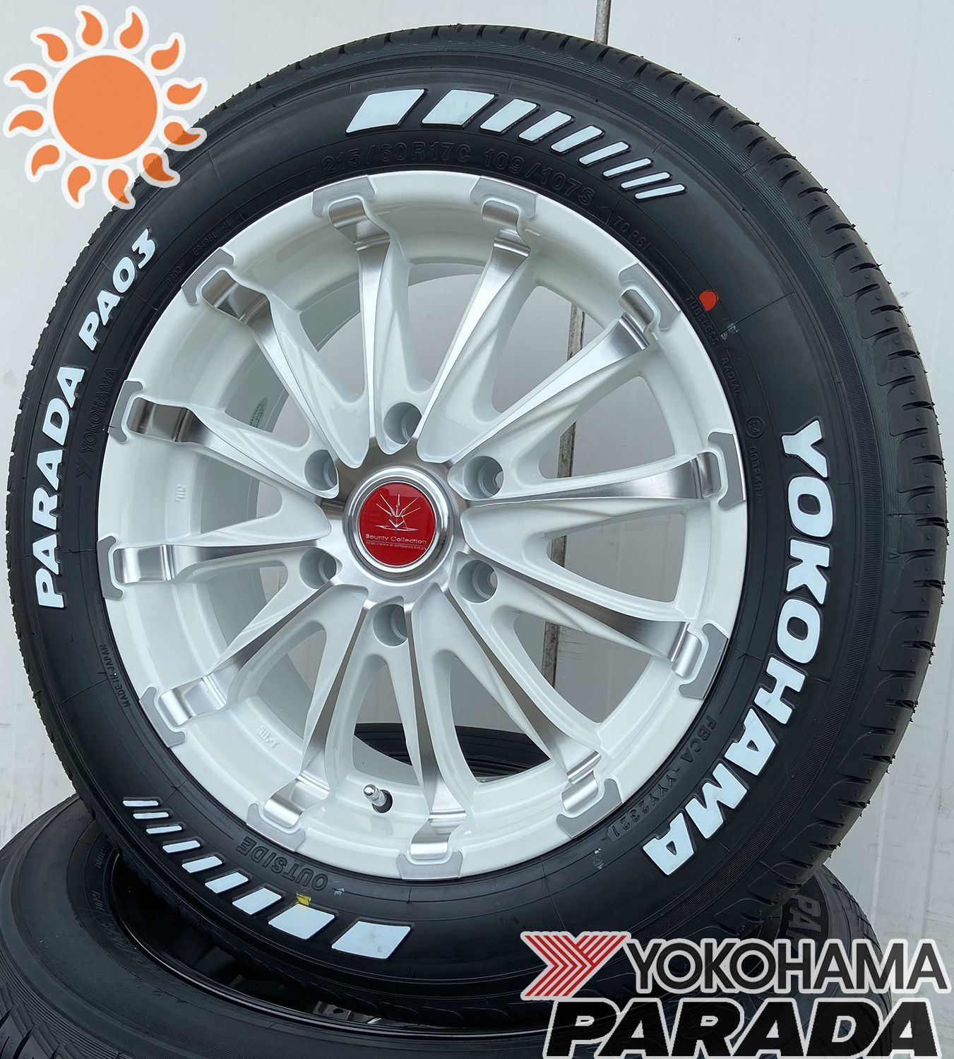 ハイエースタイヤ　YOKOHAMA パラダPA03 215/60/17室内保管 PARADA 【車種】200系ハイエース | 新品 サマータイヤ YOKOHAMA PA03