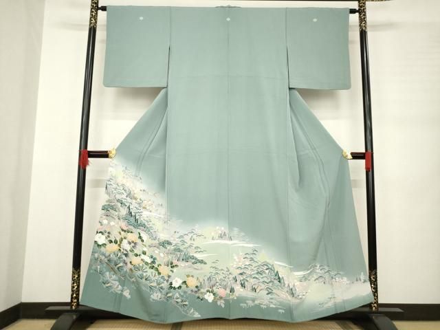 平和屋着物●豪華色留袖 樹林風景花文 暈し染め 正絹 AABB4464ck