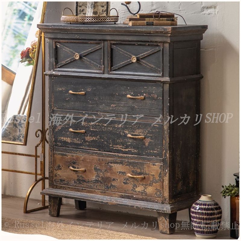 チェスト ラグジュアリー ヴィンテージ調 4段 幅 98cm おしゃれ
