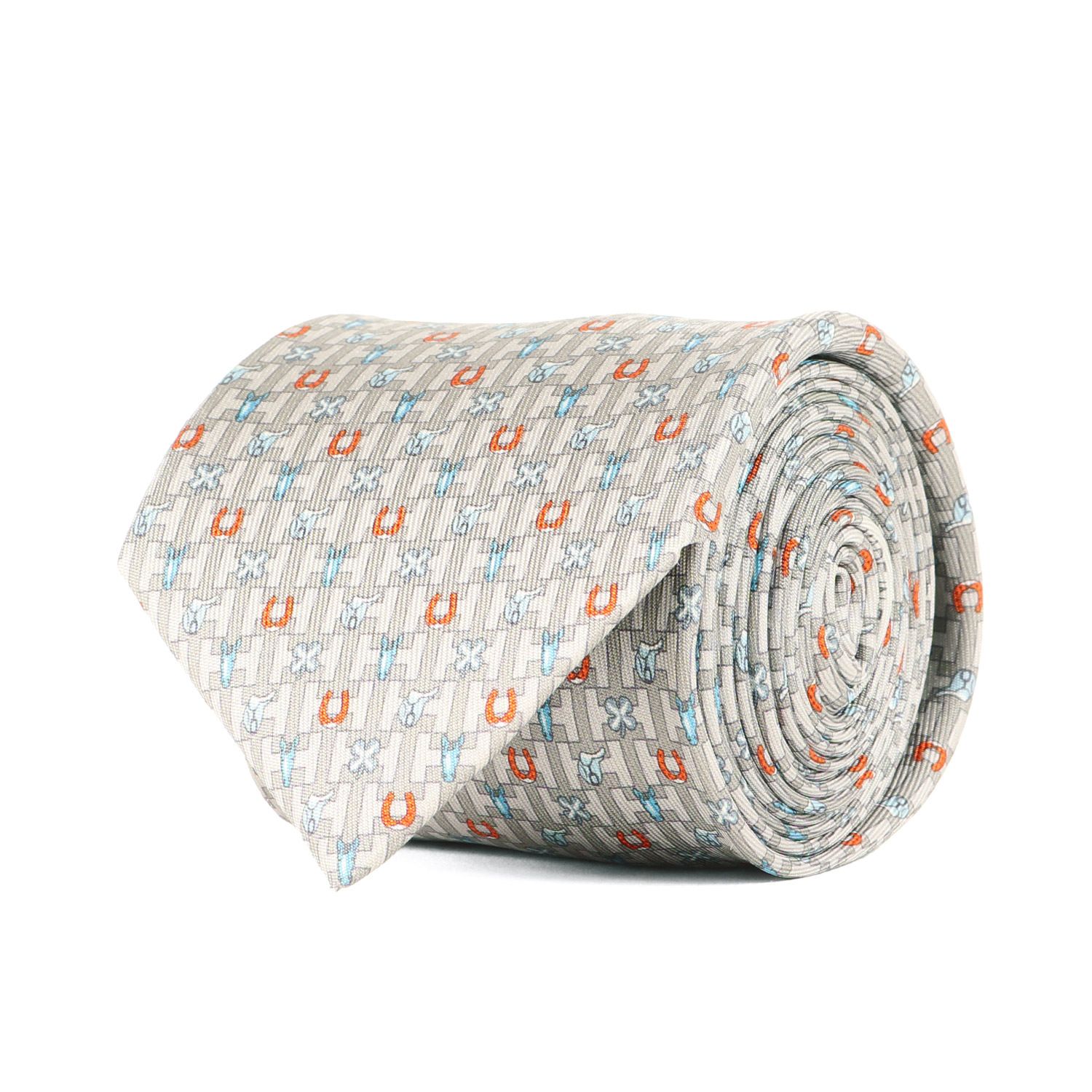 希少✨美品✨ HERMES エルメス　ネクタイ　H柄 クローバー　ホースシュー 美品】HERMES エルメス ネクタイ | 近年モデル Hマーク