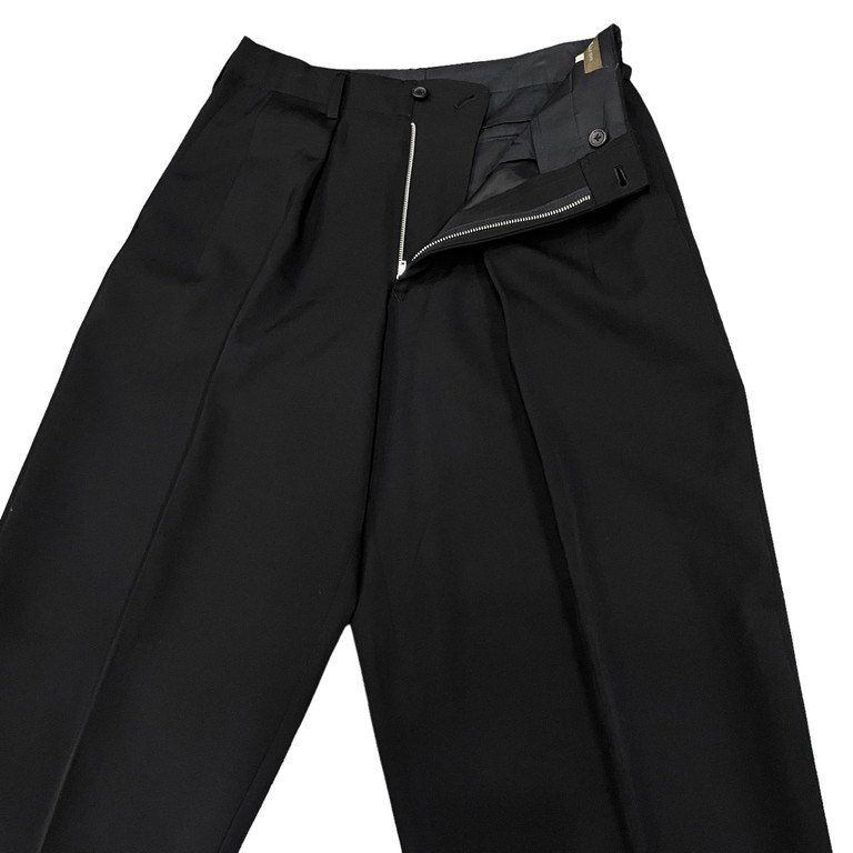 未使用に近い 90s⭐️ワイズフォーメン スラックスパンツ ウールギャバジン 黒 Y's for men ウールギャバジン内外2タックパンツ スラックス