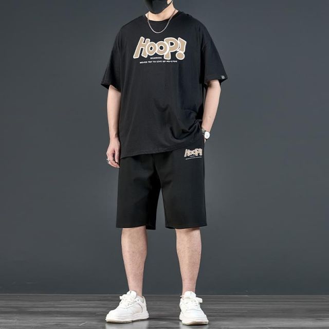 秋冬 コーデ メンズ  服 シンプル ファッション オシャレ 大人 かっこいい 大きいサイズ ストリート 紳士服 スポーツ スーツ レター プリント 半袖 パンツ