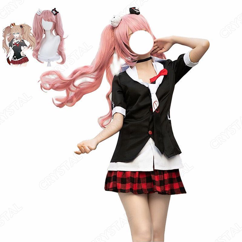 江ノ島盾子 コスプレ ダンガンロンパ コスチューム 希望の学?と?望の高校生 コスプレ衣装 ダンガンロンパ コスプレ 学生服 お嬢さま ワンピース ウィッグ付き