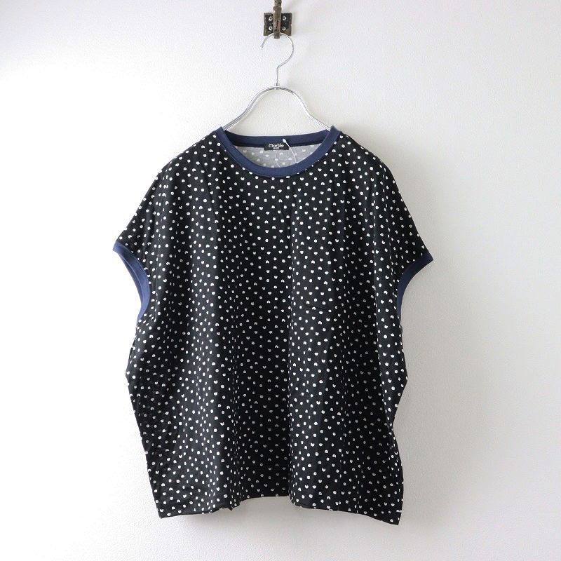 ♥ 2025SS マーブルシュッド marble SUD Mame dot ユルTシャツ F｜ブラック トップス フレンチスリーブ カットソー 2400014573817