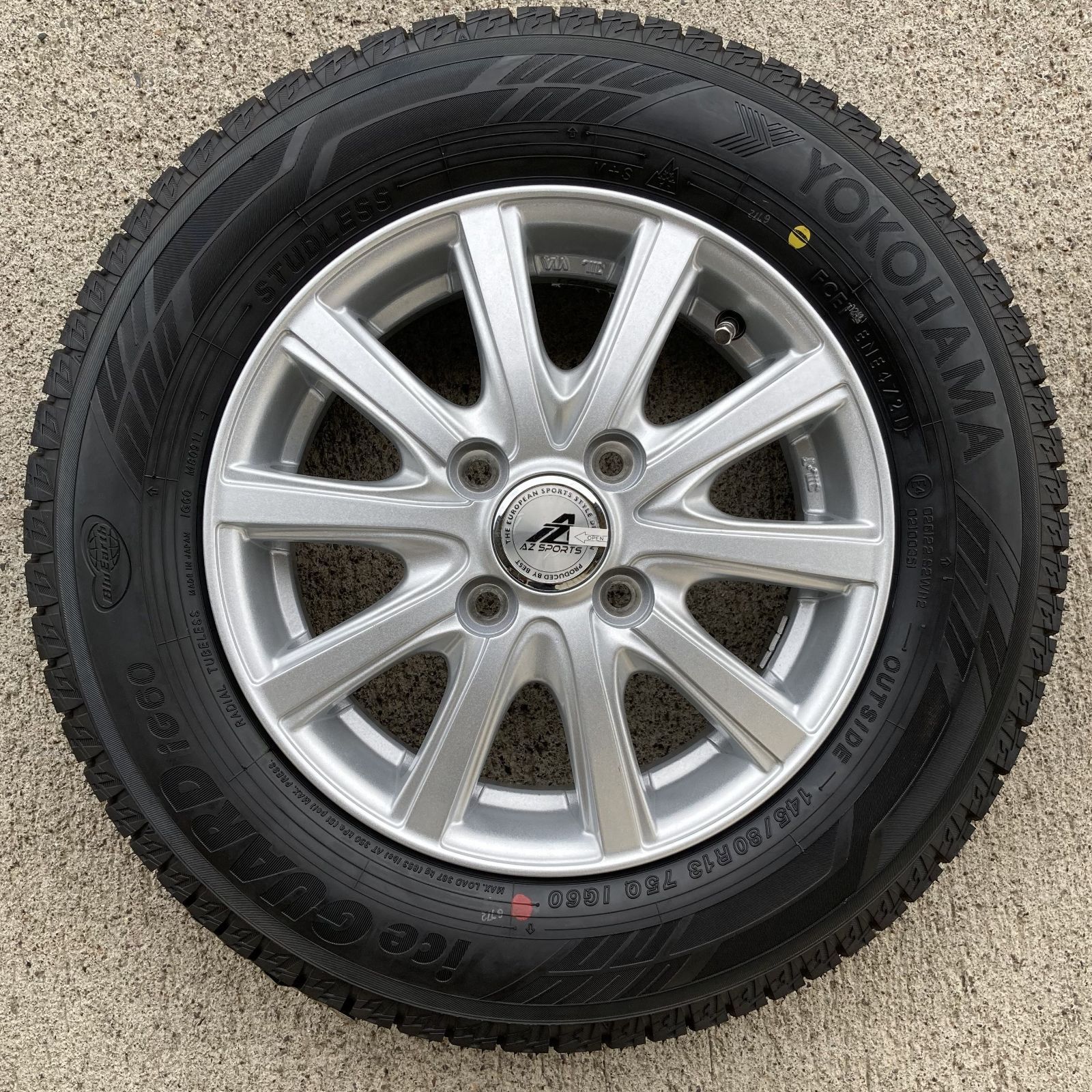 145/80R13 スタッドレスタイヤ 4本セット ホイール付き 新品 ヨコハマ アイスガード6 iG60 2021年 RWTW038-1