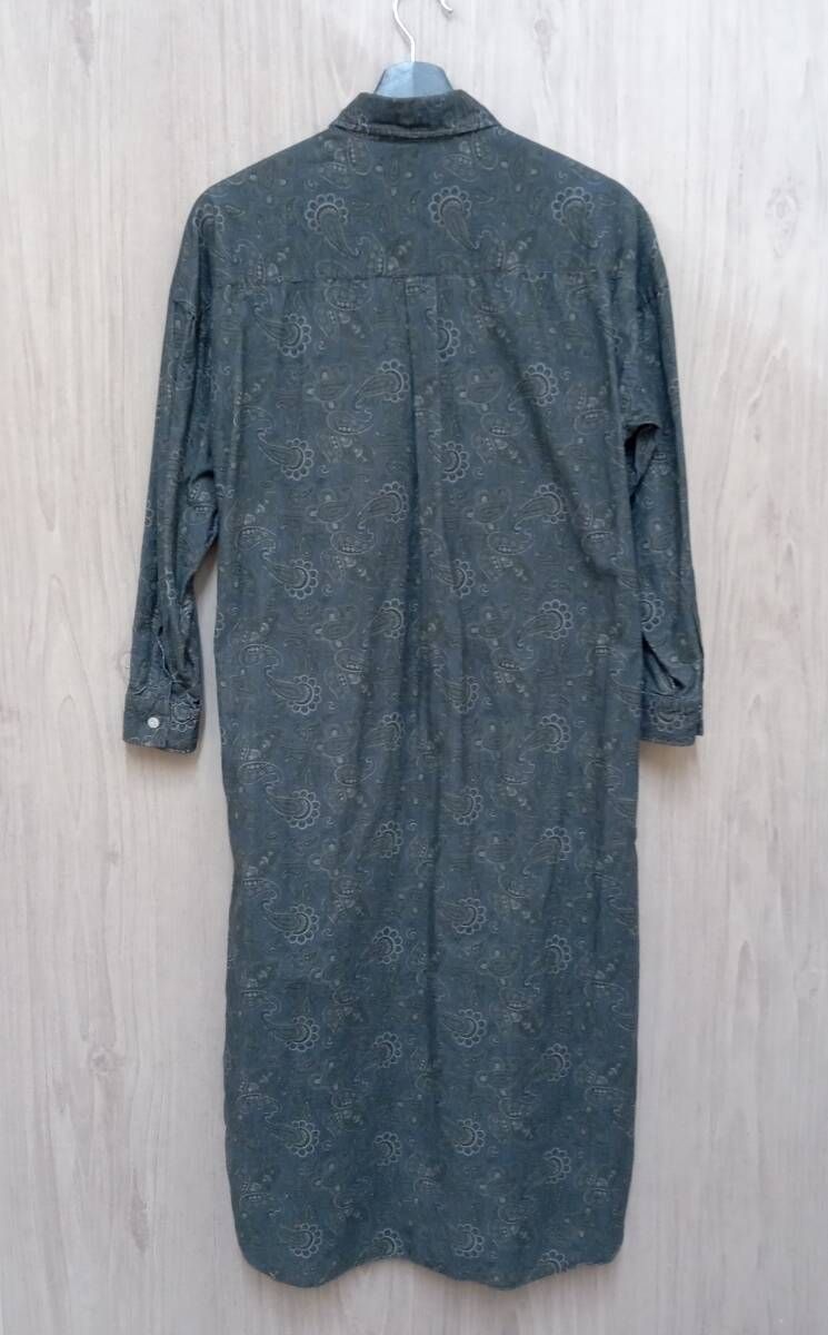 Finamore|フィナモレ|長袖ワンピース|ペイズリー柄コーデュロイシャツワンピース|ネイビー×ブラック|サイズ40
