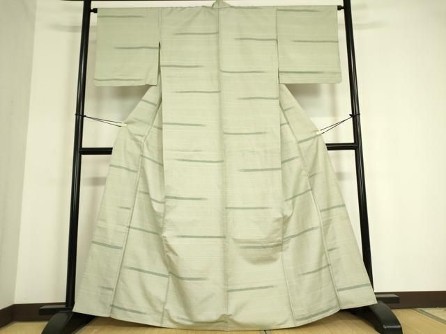 平和屋着物▽上質な紬　単衣　横段絣文　100亀甲　正絹　逸品　DAAV5023az 平和屋着物▽上質な紬 単衣 横段絣文 100亀甲 正絹 逸品 DAAV5023az