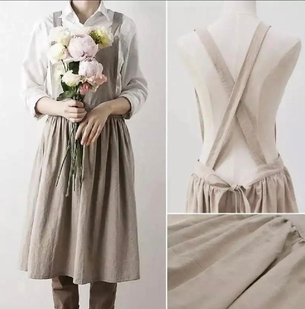 キッチン エプロン ベージュ フリーサイズ 軽量 レディース 無地 大人可愛い1 キッチン エプロン ベージュ フリーサイズ 新品 レディース 無地 大人