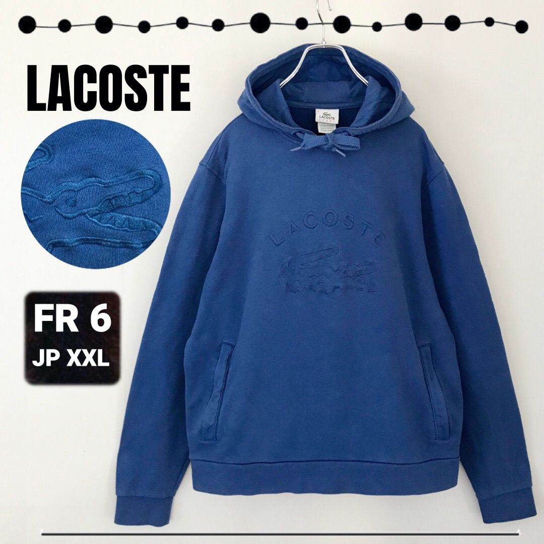 ラコステ/LACOSTE☆ビッグ刺繍ワニ☆スウェットパーカー☆プルオーバー ☆裏毛パイル☆ブルー☆FR6(JPNメンズXXL) #2408A035 -  メルカリ