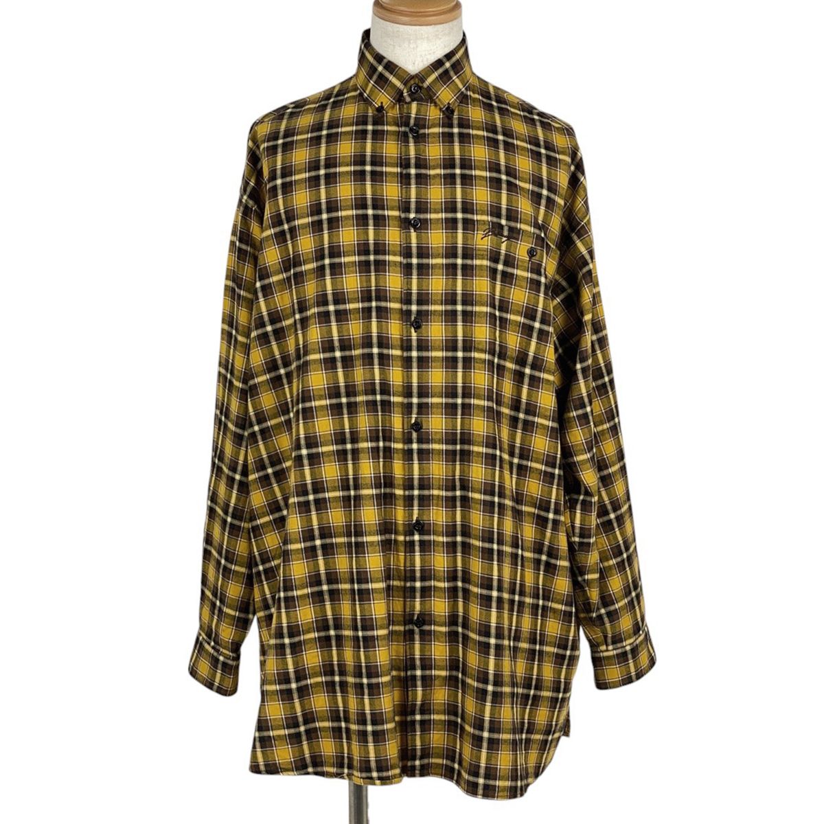 バレンシアガ BALENCIAGA ロゴ チェック 長袖シャツ ボタン