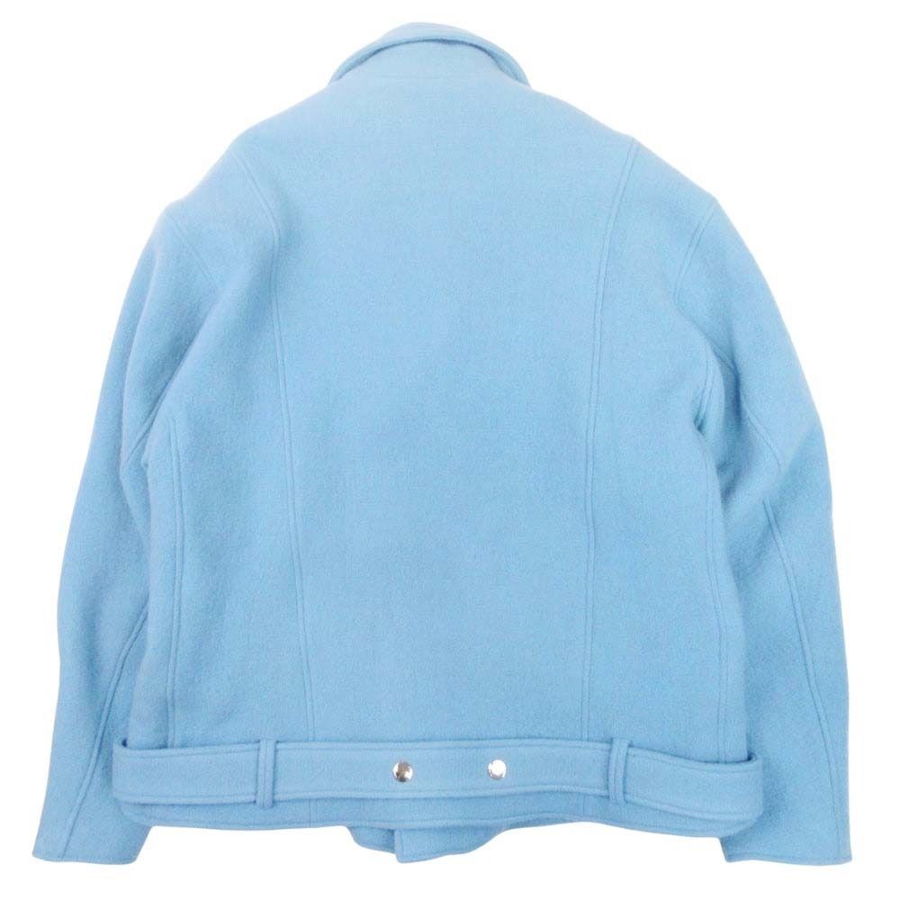 22aw CINOH チノ W FACE RIDERS JACKET ダブルフェイス ライダースジャケット ブルゾン メルトン ウール 46 サックス レディース 古着