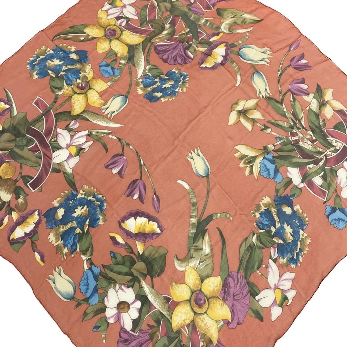 良品 レア CHANEL シャネル スカーフ 花柄 レッド タグ付き 良品 レア CHANEL シャネル スカーフ 花柄 レッド タグ付き 良品