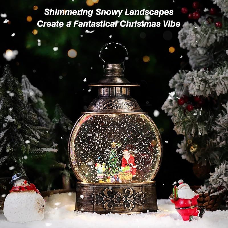 Lewondr スノードーム 投影機能付き ツリースノーグローブ サンタさんボール ライト内蔵 8曲自動ループ 自動タイマー機能付き プレゼント インテリア 置物飾り サンタさんが ツ 1
