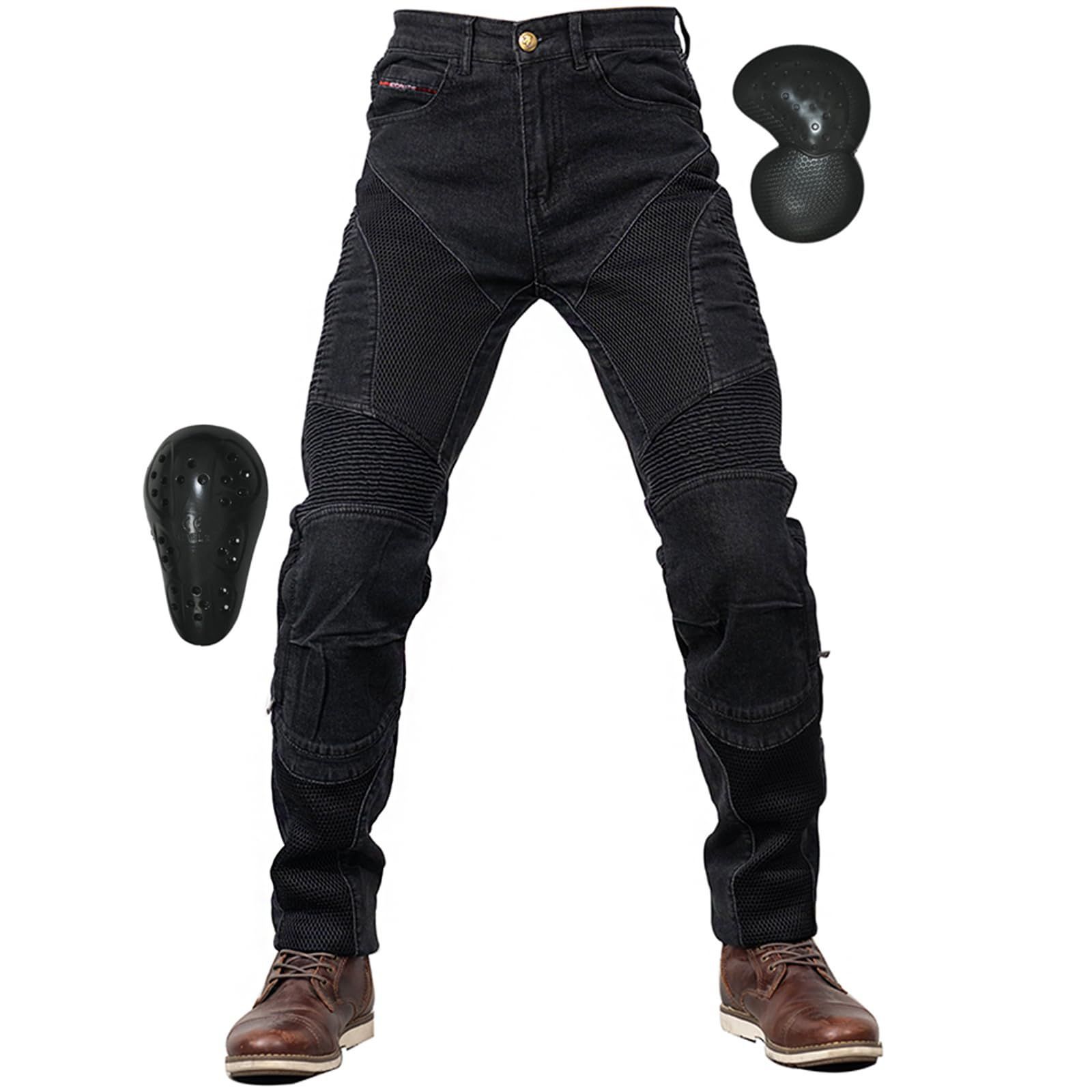 RENHE メンズバイクパンツ 夏用 メッシュパンツ バイク ライディングパンツ プロテクター付き ライダースパンツ 夏 通気性に優れ バイクズボン メッシュ レーシングパンツ 耐磨
