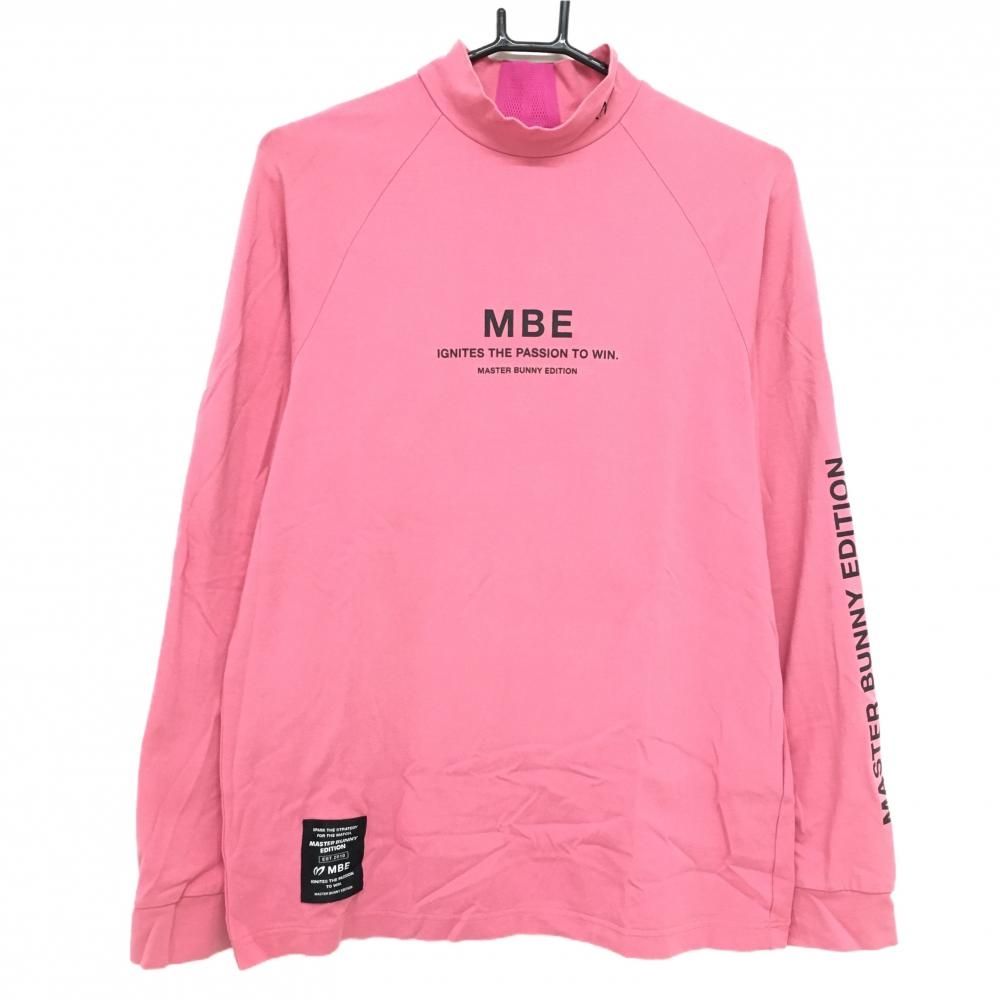 マスターバニー 長袖ハイネックシャツ ピンク ストレッチ ロゴ黒 メンズ 4 M ゴルフウェア 2025年モデル MASTER BUNNY EDITION