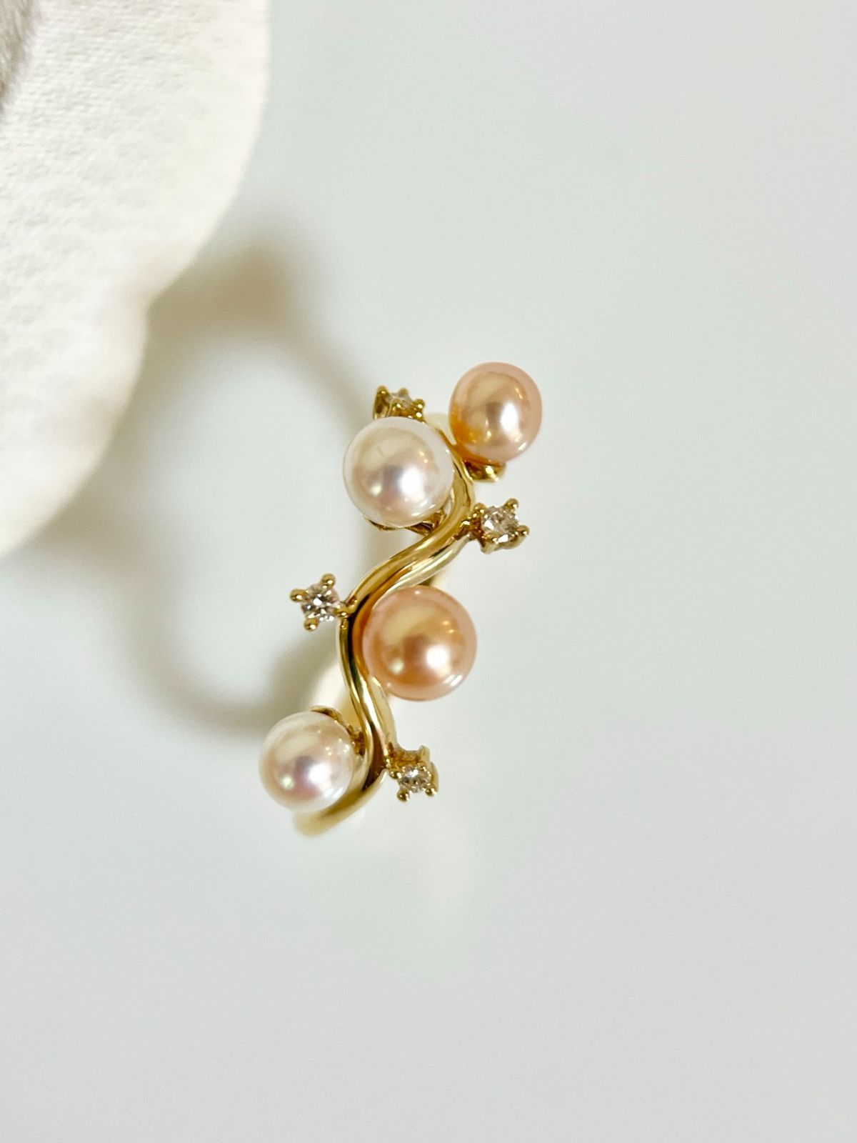 TASAKI リング 18k 3.3g 大きさ4.0-4.7mm D0.05ct サイズ12 3YG82025530-0005