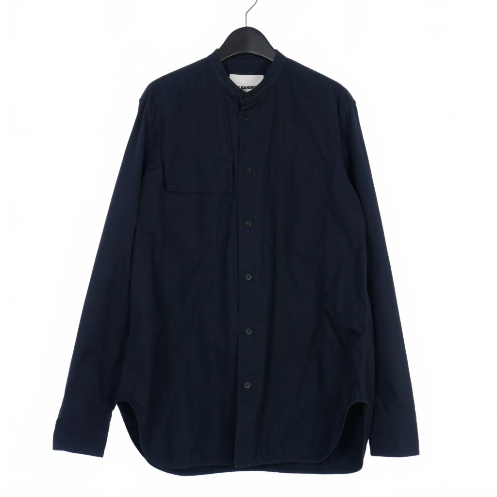JIL SANDER （ジルサンダー）エポレット付バンドカラーロングシャツ ジルサンダー JIL SANDER バンドカラーシャツ 長袖シャツ 40